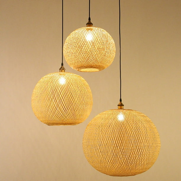 Woven Bamboo Pendant Light Chandelier Rattan for Living Room Bar Retro