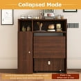 thumbnail image 5 of Folding Dining Table with Charging Station, Farmhouse Kitchen Extendable Table with Wall-Mounted Storage, Space Saving Drop Leaf Tables for Small Apartments, Walnut, 5 of 8