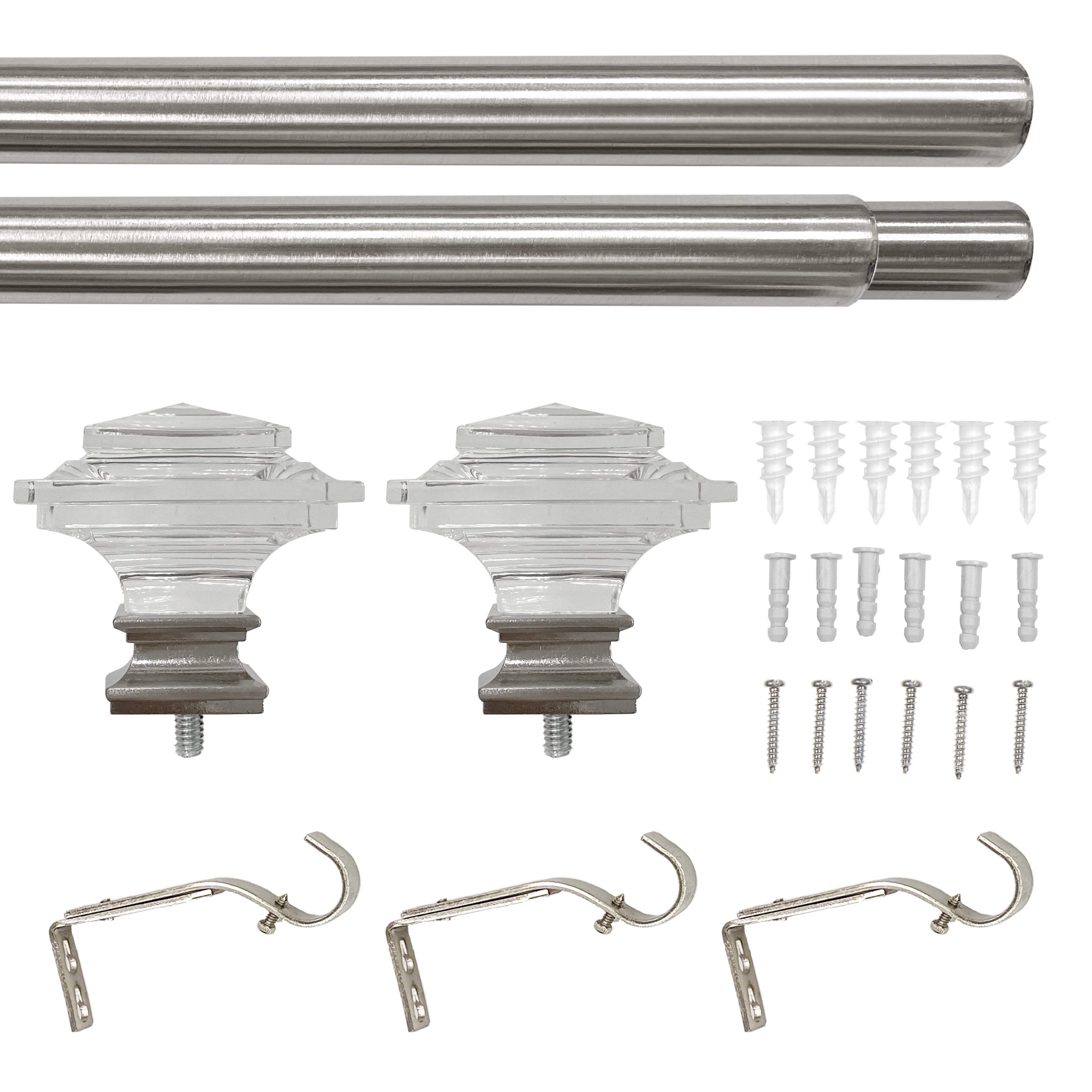 Better Homes & Gardens Modern Collection 1 Nickel Square Adjustable Single Curtain Rods, 42" - 120"