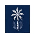 thumbnail image 4 of Stylish Palm Tree Design Flannel Blanket - Soft Cozy and Warm for Sofa Travel Bed and Chair - Minimalistic in White on Blue, 4 of 7