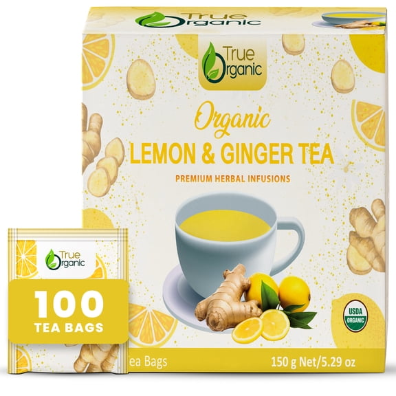 True Organic Premium Lemon & Ginger Tea |100 Count Tea Bags