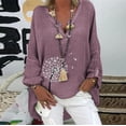 thumbnail image 2 of Blusa tipo camisa HUOGUO, talla grande, estampado floral, cuello en V, para mujer, 2 of 5
