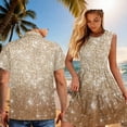 thumbnail image 4 of Garronmavis Brown Bling Hawaii Matching Couple Outfits Mens Button Up Shirt Fashion Summer Beach Shirts Size S and Casual Dresses for Women Polyester Vacation Sundress, 4 of 7