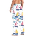 thumbnail image 3 of FORMRS Mens Pajama Pants with Pockets Sleepwear Lounge Bottoms Sizes S-2XL, Pink Hand Drawn Sailboats, 3 of 7