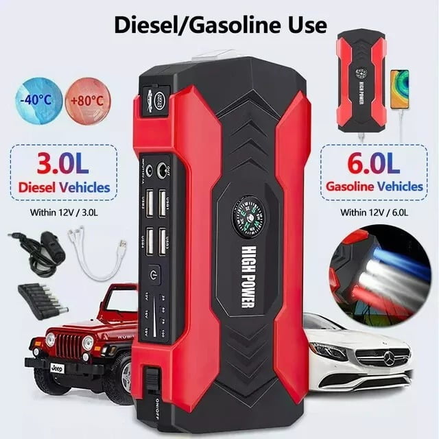 Car Jump Starter Booster Jumper Box Power Bank Battery Charger Portable 99800m