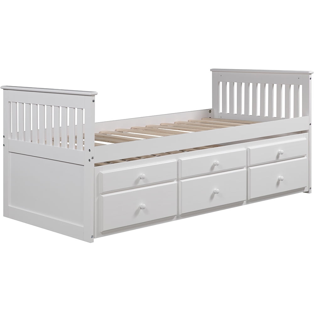 Lowestbest Twin Bed, Captain Bed with Trundle and Drawers ...