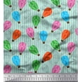 thumbnail image 1 of Soimoi Green Poly Georgette Fabric Stripe & Hot Air Balloon Holiday Print Sewing Fabric Yard 42 Inch Wide, 1 of 3