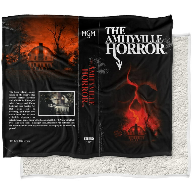 Amityville Horror Logo Blanket 50 x60 VHS Front and Back Silky Touch Sherpa Back Super Soft Throw Blanket