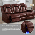 thumbnail image 3 of Leather Recliner Sofa Set with LED Lights,Power Reclining Sofa with Double Recliners/USB Port/Cup Holder for Living Room/Home Theater(3-Seater,Wine Red), 3 of 6
