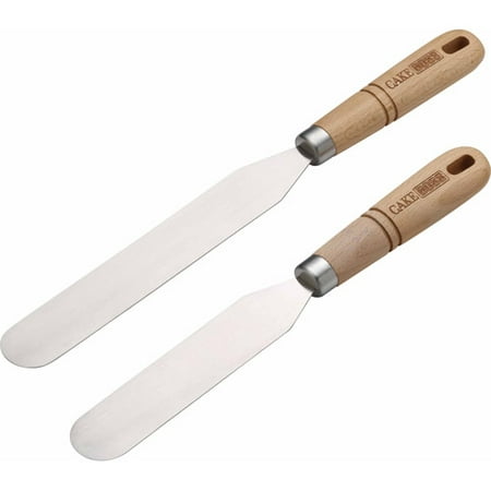 Cake Boss Wooden Tools and Gadgets 2-Piece Stainless Steel Icing Spatula