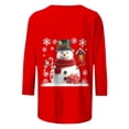 thumbnail image 6 of Jsaierl Womens Christmas Shirts Plus Size Snowman Graphic Tees Stretch Petite Crewneck T-shirt 3/4 Sleeve Holiday Blouse Tops S-5XL, 6 of 8