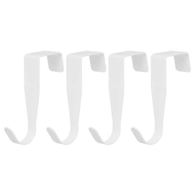 Gancho sobre la puerta, paquete de 4 - Ganchos individuales de acero al carbono, colgador de metal para decoración del hogar y la cocina (blanco)