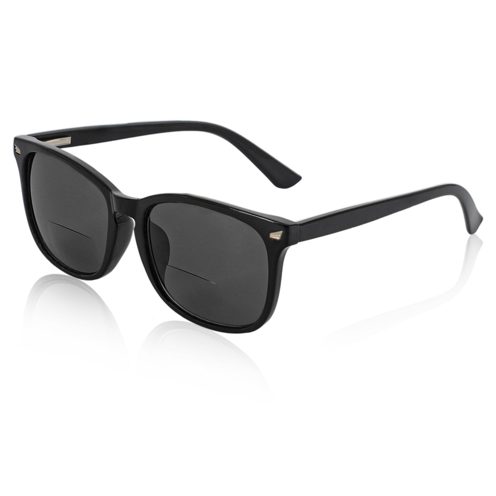MARE AZZURO Bifocal Reading Sunglasses Women Trendy Square Outdoor Readers 0.0 1.0 1.5 2.0 2.5 3.0 3.5 4.0 (Black, 1.00)