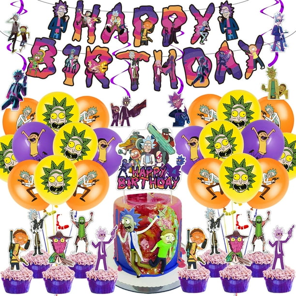 56 Pcs Rick Party Supplies, Rick and Morty Birthday Party Decorations  Include Birthday Banner, Latex Balloons, Cake Cupcake Toppers and R&M  Hanging Swirls Party Favors for Boys Girls - Walmart.com