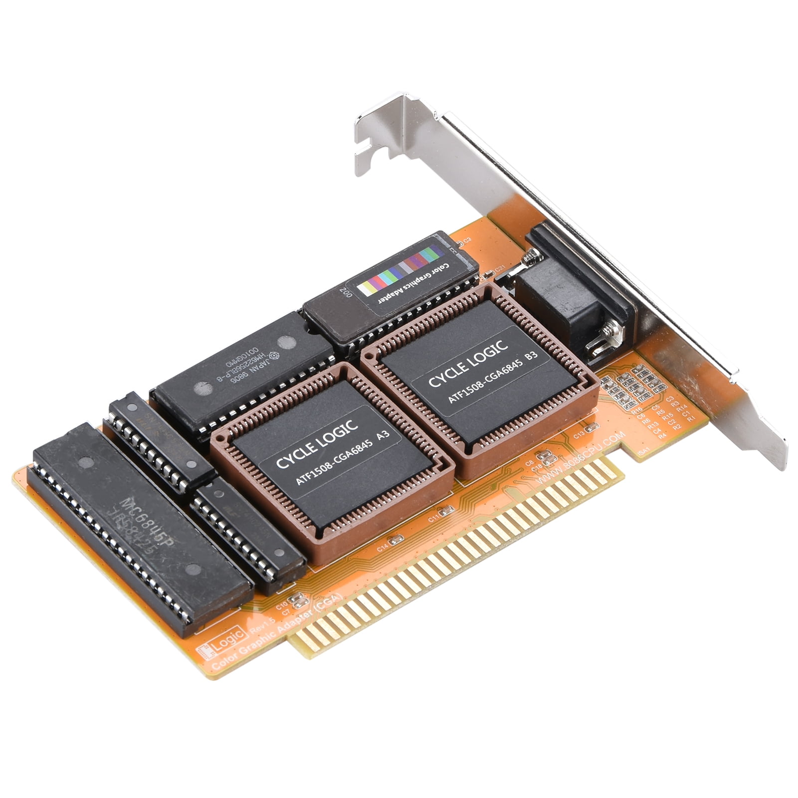 CGA Graphics Card for ISA Interface Small Size, 16KB Memory for Retro Computing, No Driver Required