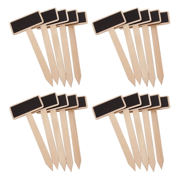 JZROCKER 20Pcs T Type Garden Markers Label Message Blackboard Garden Decoration Tool Wood Plant Labels Small Chalkboard Signs Set
