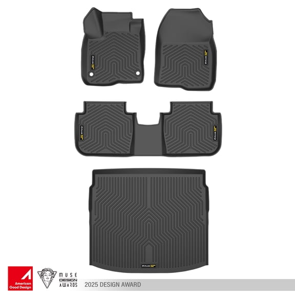 Floor Mats & Cargo Liners 4PCS Fit for Honda CRV 2023 2024 2025(Include Hybird) TPE All Weather 1st & 2nd Row Floor Mats and Car Trunk Mat (Upper Position) Black