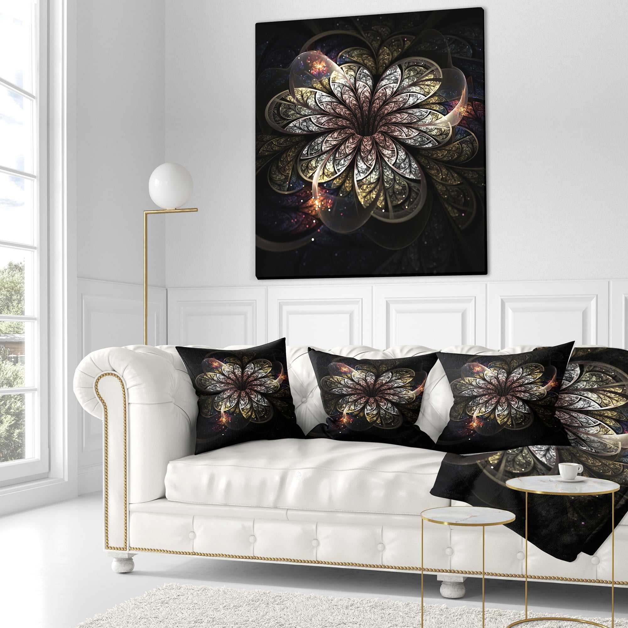 Designart 16" x 16" Gold Polyester Throw Pillow