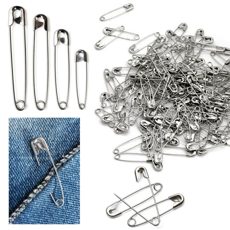 120ct Safety Pins Set Assorted Sizes Nickel Plated Steel Clothes Crafts  Sewing 