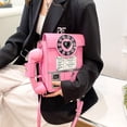 thumbnail image 3 of Pink Bolso y monederos con forma de teléfono para mujer Bolsos de hombro con asa superior para teléfono retro, 3 of 5