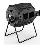 2021 Upgraded Tumbling Composter with Compost Thermometer - Dual Chamber Garden Compost Tumbler Bin(43 Gal, Black)