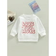 thumbnail image 2 of Bagilaanoe Toddler Baby Girl Boy Valentine's Day Sweatshirt Long Sleeve Letter Print Pullover 6M 12M 18M 24M 3T Kids Loose Tee Tops, 2 of 8