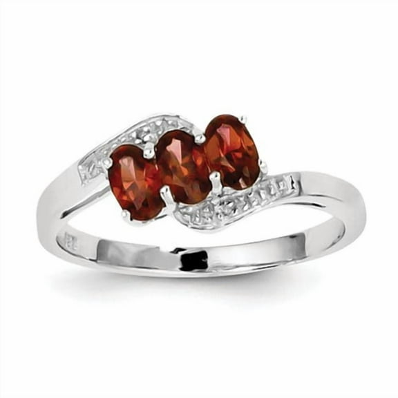 Primal Silver Sterling Silver Rhodium-plated Garnet and Diamond Ring