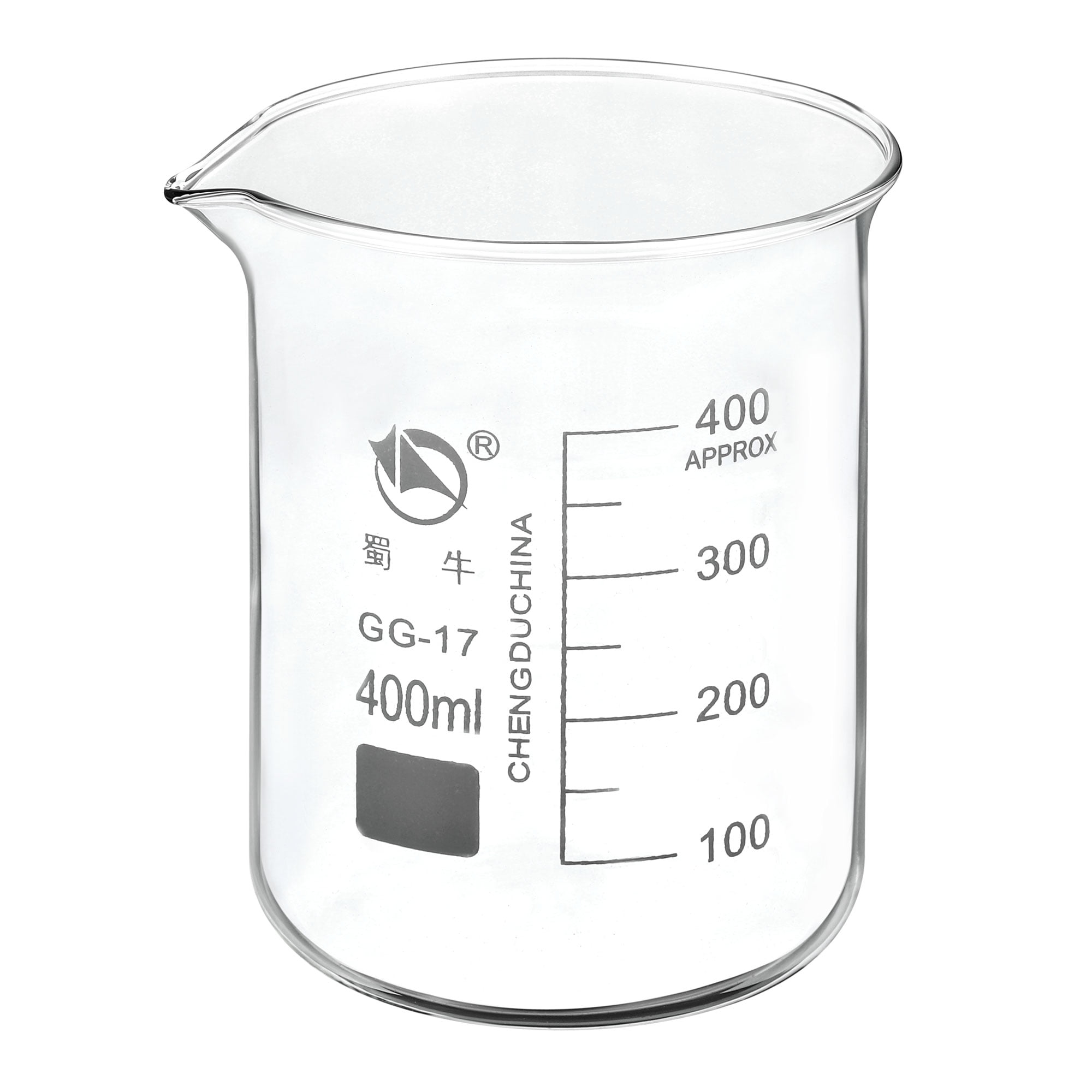 Uxcell 400ml Low Form Glass Beaker, 3.3 Borosilicate Graduated Lab