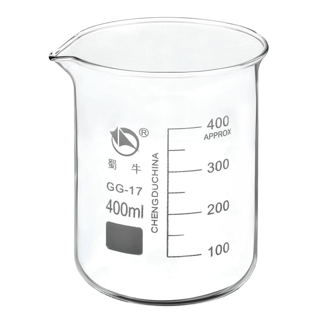 Uxcell 400ml vaso de precipitados de vidrio de forma baja, 3.3 tazas de medición graduadas de laboratorio