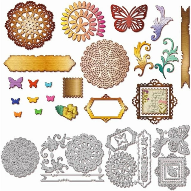 Troqueles de corte con patrón de encaje vintage, troqueles de metal para sellos postales, troqueles de papel para scrapbooking, creación de tarjetas y manualidades.