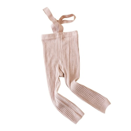 oqasdz Baby Toddler Girls Leggings Solid Color Outdoor Play Soft Breathable Stretchy Suspenders Design Comfortable Tights Size XL