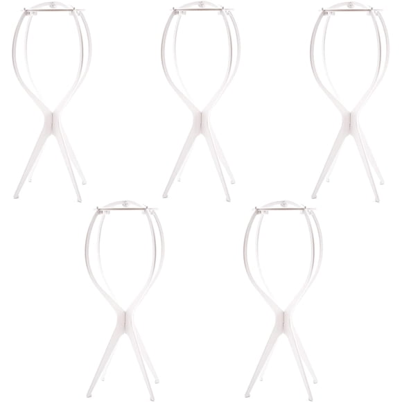 Superhairpieces Toupee Wig Stand, 5-Pack Durable Wig Head Holder Mannequin Stand for Displaying Wigs Toupee Exhibitions and Storage (5PCs, White)