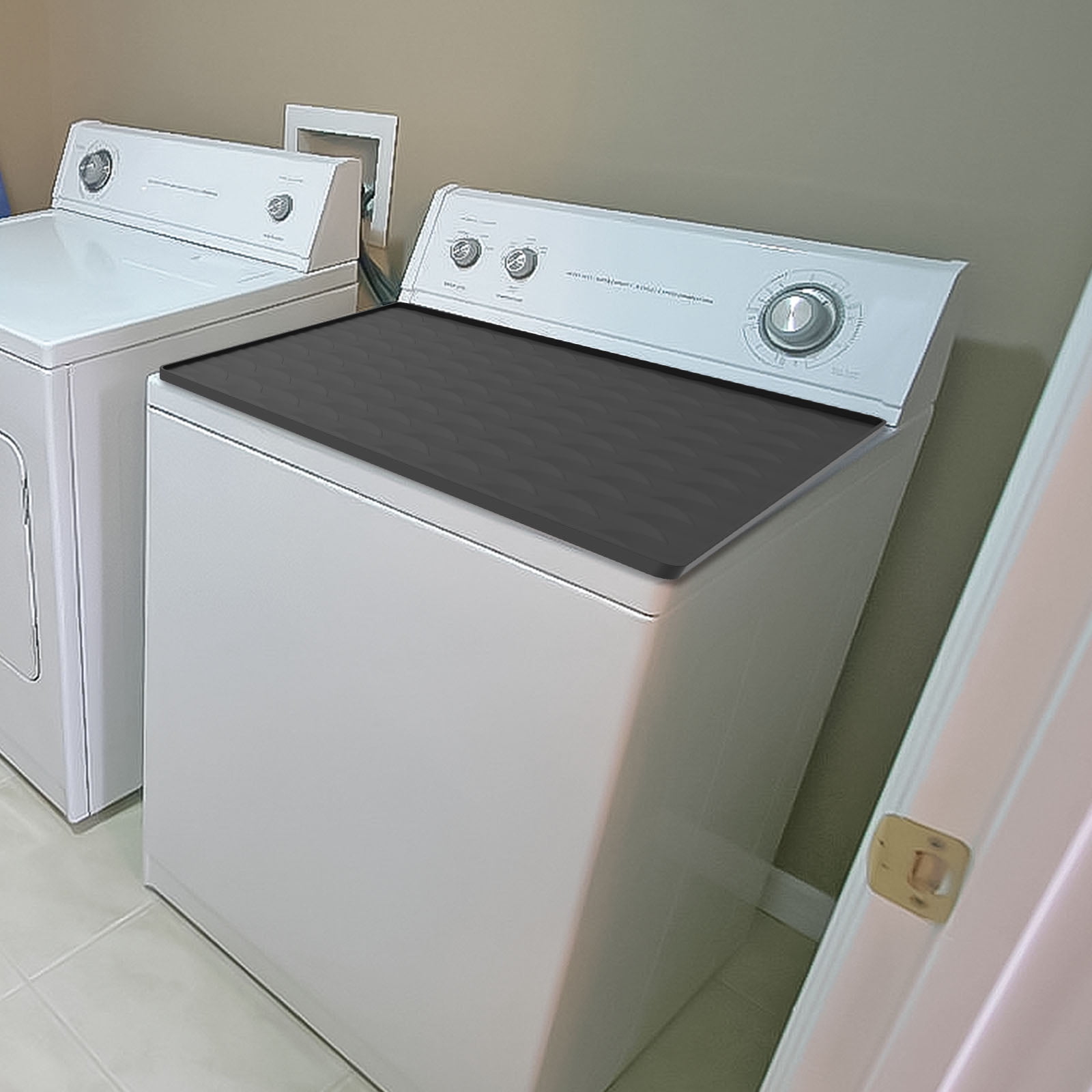 Silicone Washer Dryer Top Protector Mat Waterproof Dustproof Cover (black )