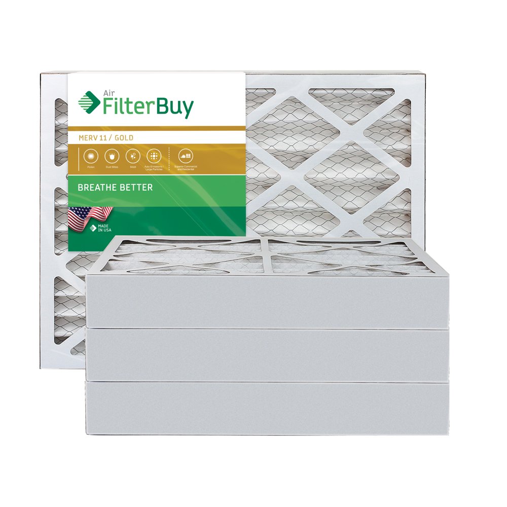 FilterBuy 16x20x4 MERV 11 Pleated AC Furnace Air Filter, (Pack of 4