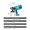 thumbnail image 3 of 800ML Cordless Electric Spray Gun Portable Paint Sprayer Auto Furniture Steel Coating Airbrush Compatible For 18V Battery ,User-Friendly Design, 3 of 5