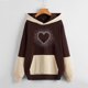 thumbnail image 2 of Sudadera con Capucha Gibobby para mujer Colorblock Hot Diamond Heart Print Marrón XL, 2 of 3