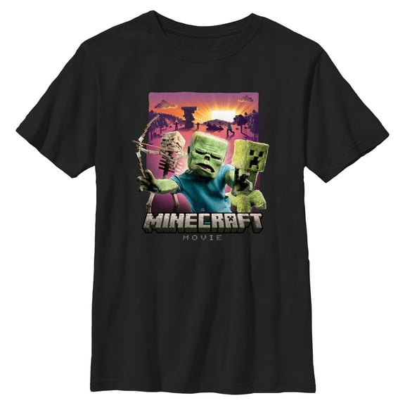 Boy's A Minecraft Movie Creatures Attack Graphic T-Shirt