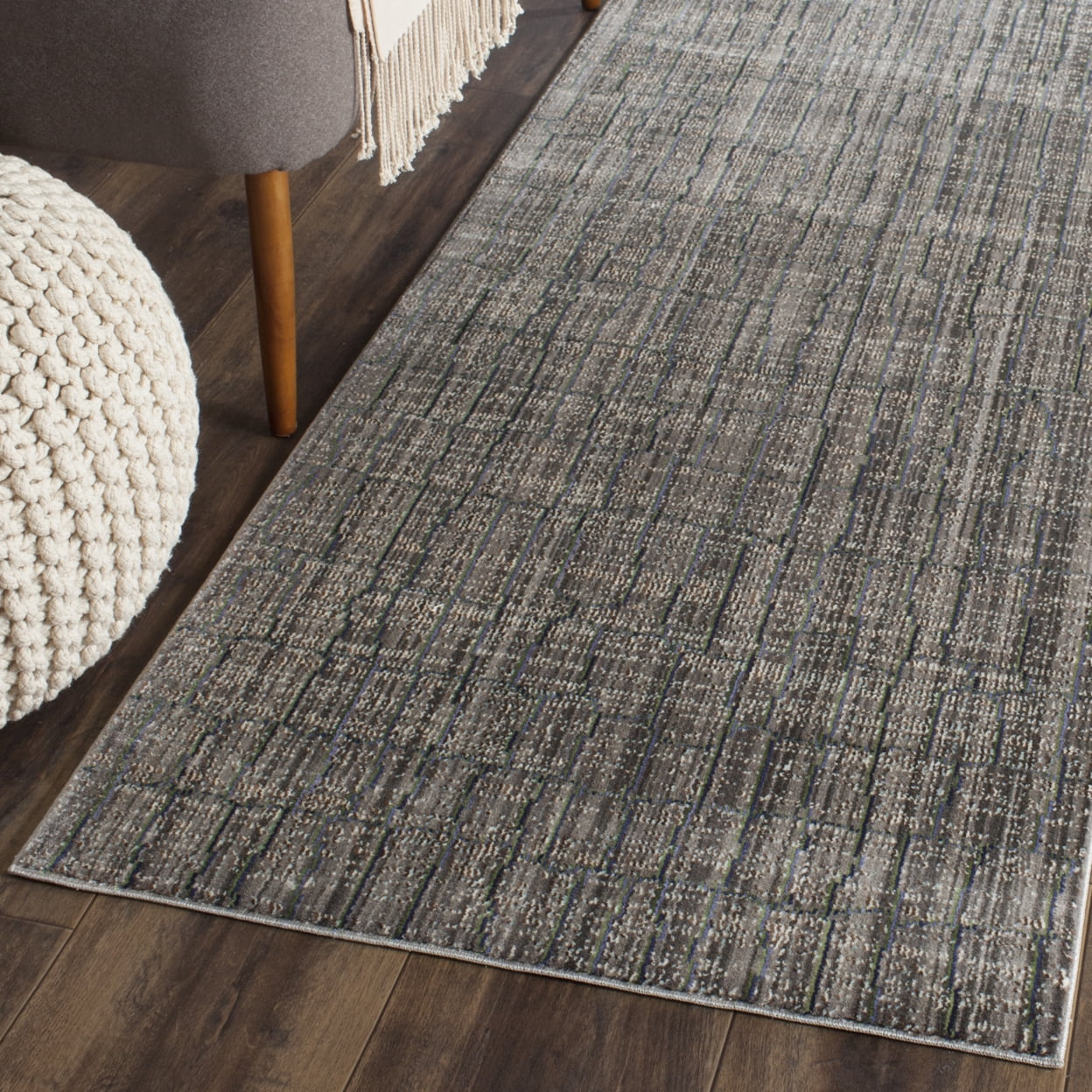 SAFAVIEH Valencia Ulysses Abstract Polyester Area Rug, Grey/Multi, 2' x 3'