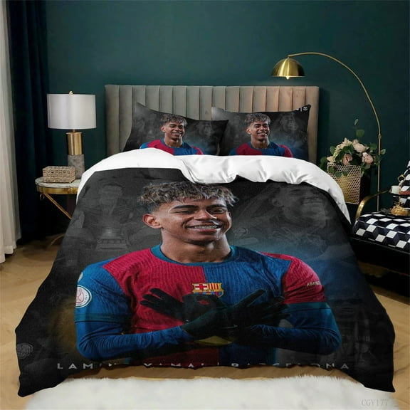 Lamine Yamal Duvet Cover Set 3 Pieces Soft Washed Microfiber Bedding Set Bedroom Decor Quilt Cover with 2 Pillowcases