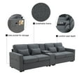 thumbnail image 4 of 114.2" Modular Sectional Sofa, Upholstered 4 Seater Sofa Couch with Console,Fabric U-Shaped Sofa with Cup Holders,USB Ports & 4 Throw Pillows for Living Room, Apartment,Black, 4 of 9