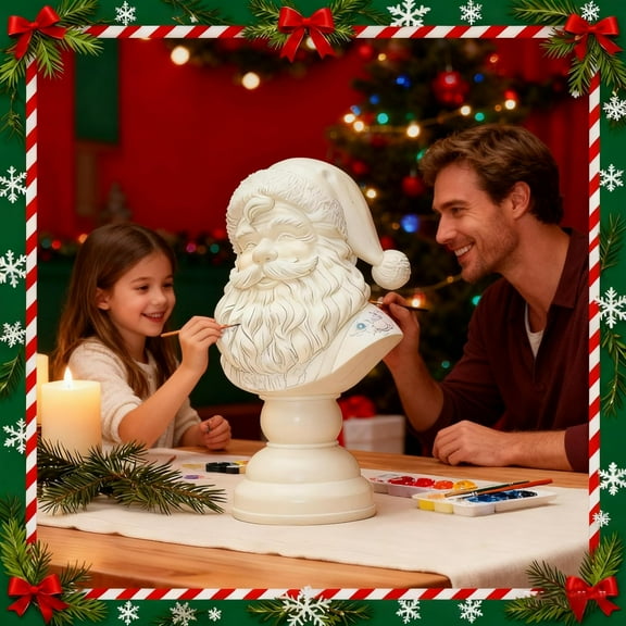 Tupukom Bust Sculptures Santa Bust Christmas Tabletop Decoration, White Santa Claus Head Statue Resin Figurine Christmas Home Decor Ornament for Tabletop Bookshelf Bedroom Office Gifts