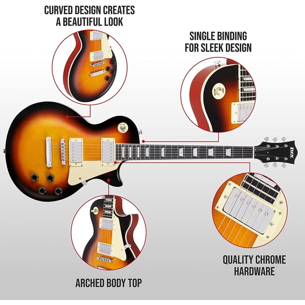 LyxPro 39” Professional Les Paul-Style Starter Electric Guitar for