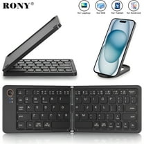 RONY Foldable Wireless Bluetooth Keyboard: Portable Folding Travel Keyboard for iPhone iPad Mac Android Windows iOS (Black)