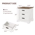 thumbnail image 3 of Farmhouse Nightstand Set of 2, 22 inch Side Table with Charging Station for Bedroom, 2PCS, White, 3 of 6