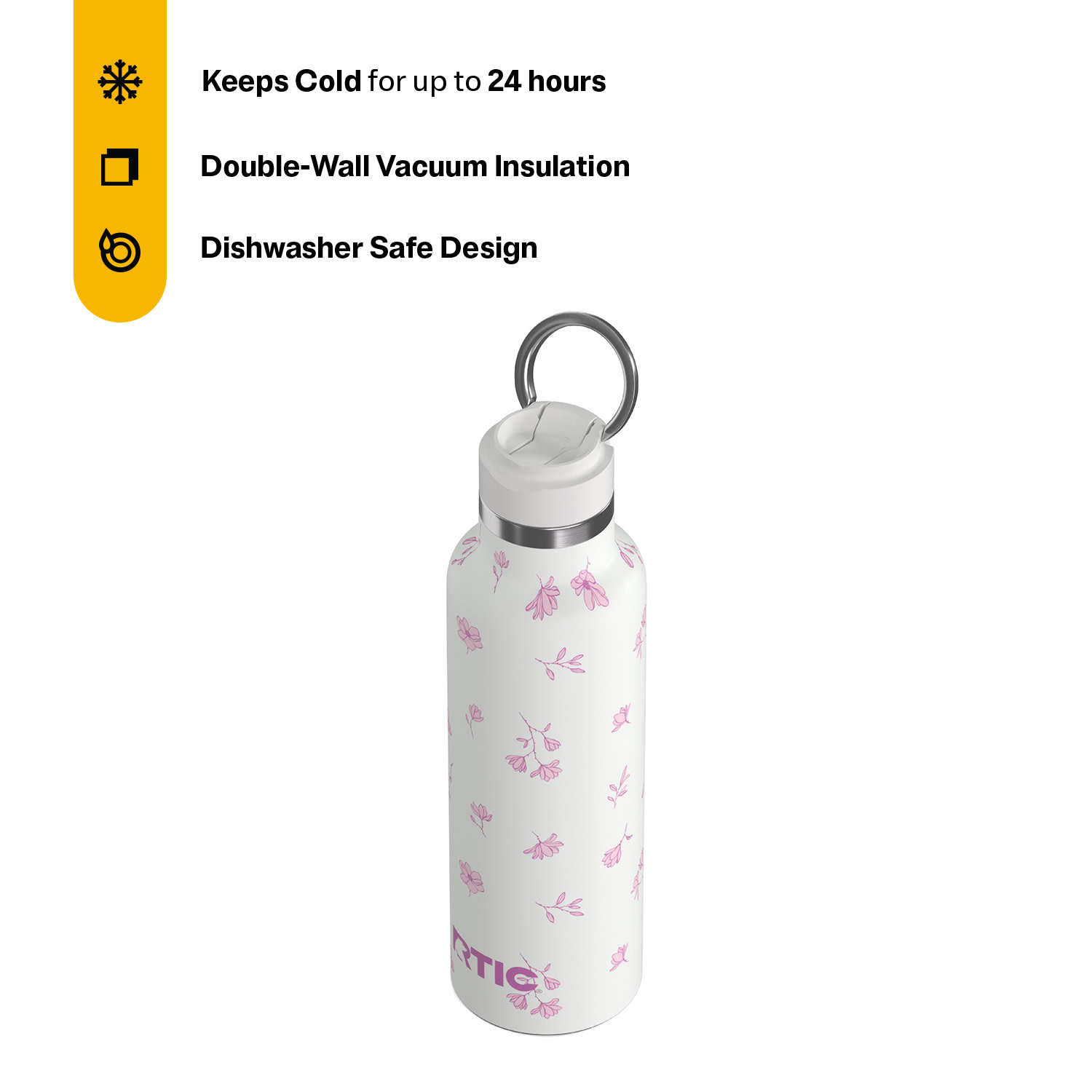 RTIC 20 oz Journey Insulated Water Bottle, Pink Magnolias photo 2
