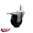 thumbnail image 2 of 3 Inch Hard Rubber Wheel Swivel 7/16 Inch Grip Ring Stem Caster Total Lock Brake, 2 of 2