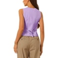 thumbnail image 3 of INSPIRE CHIC Women's Vest Sleeveless Button Down V Neck Mother's Day Crop Waistcoat Light Purple M, 3 of 6