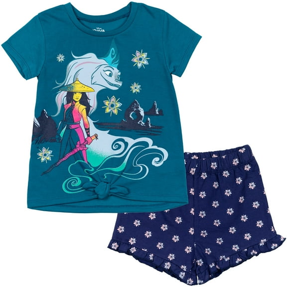 Disney Princess Raya and the Last Dragon Sisu T-Shirt and French TerryShorts Outfit Set Toddler to Big Kid