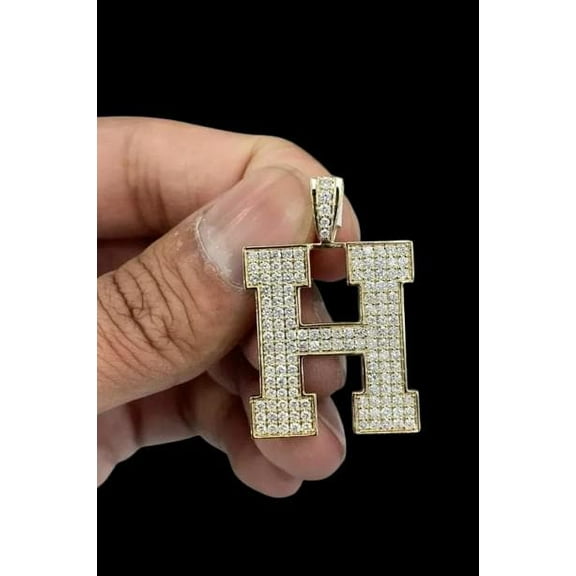 2.0 Ct Round Cut Diamond Initial H Pendant Necklace 14K Yellow Gold Plated Birthday gifts No Chain