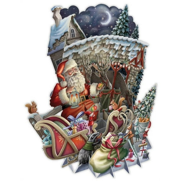 Me&McQ : Santa and Reindeer : The North Pole 3D Pop Up Laser Cut Christmas Card